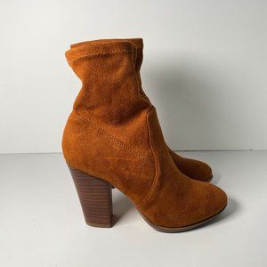 Steven By Steve Madden Nell Vegan Booties 6 M Pull On Boots Cognac Brown